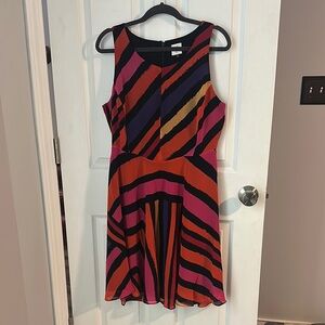 CAbi Black and Orange Fit and Flare Mini Dress size M NWOT